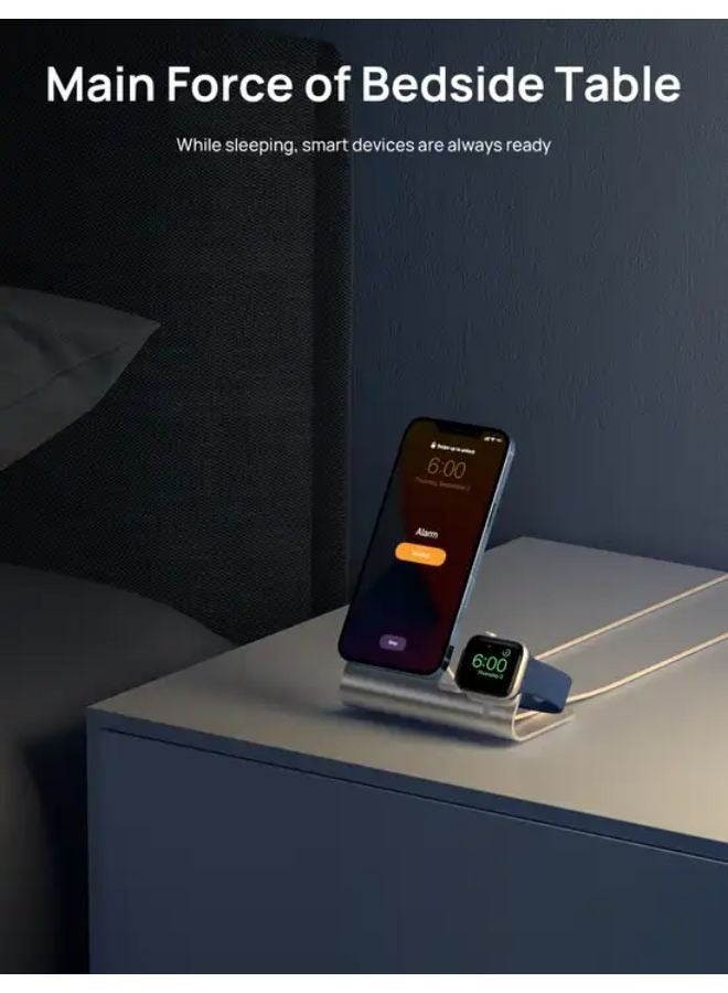 JSAUX High Quality 2 in 1  Charging Stand Replacement for iPhone 12 13 Apple Watch 2 in 1 Dock Station - Image 5
