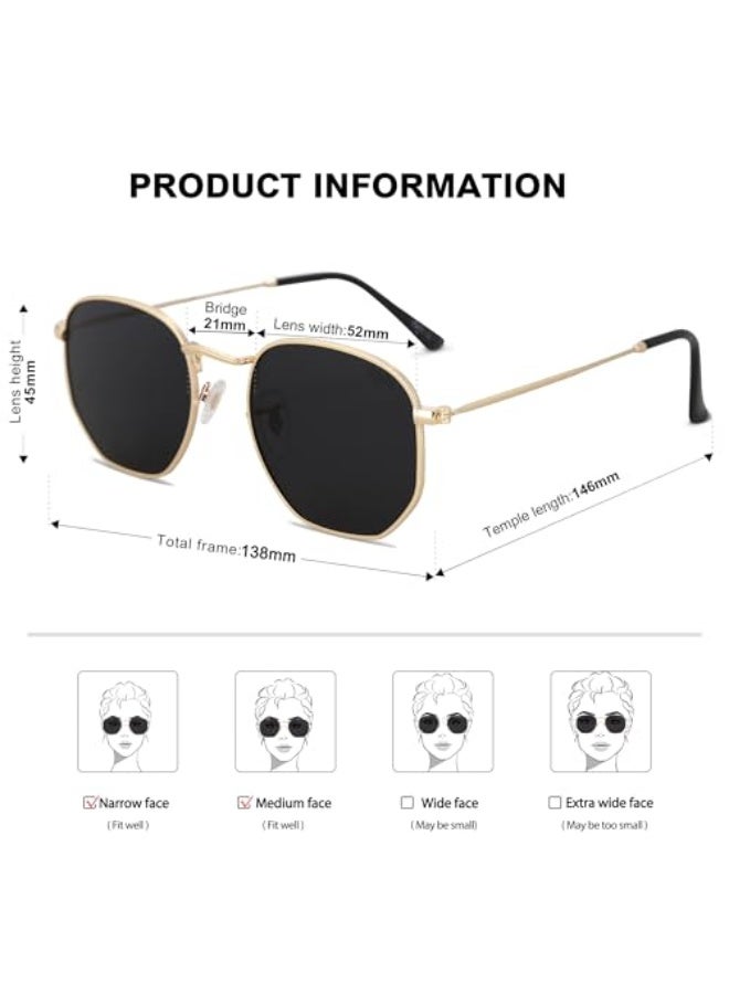 Square Polarized Sunglasses for Women Men Small Hexagonal Polygon Mirrored Lens SJ1072 - Image 5