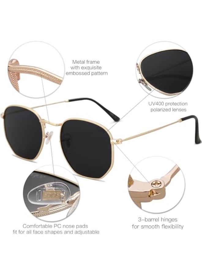 Square Polarized Sunglasses for Women Men Small Hexagonal Polygon Mirrored Lens SJ1072 - Image 4