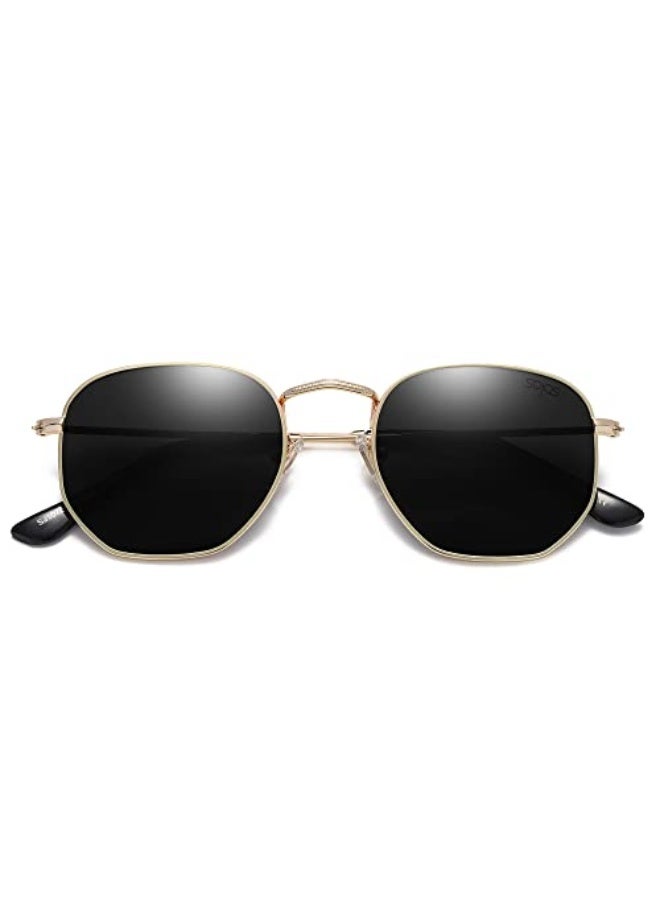 Square Polarized Sunglasses for Women Men Small Hexagonal Polygon Mirrored Lens SJ1072 - Image 1