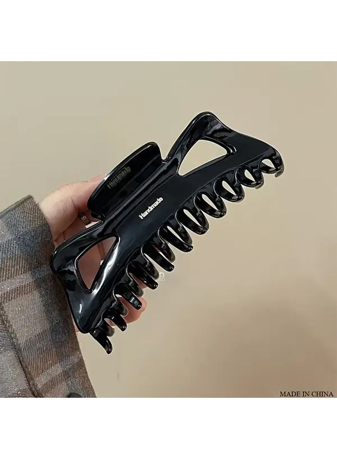 1pc 2pcs Black French Elegant Oversized Hair Claw Clip Vintage Minimalist Secure Grip Durable For Women Casual Formal Hairstyles Everyday Accessory High Quality - Image 1