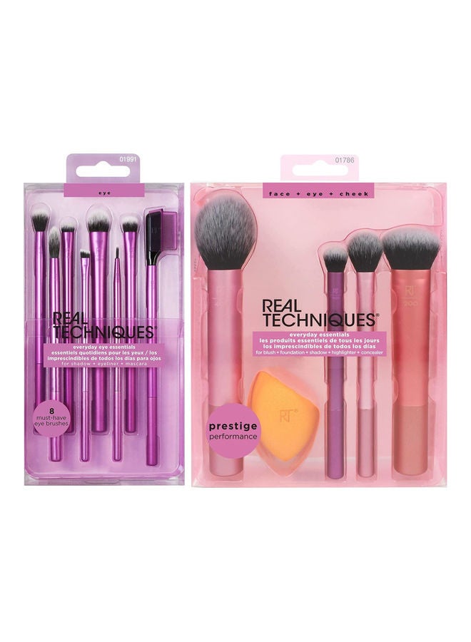 REAL TECHNIQUES Eyeshadow Brush Set, Makeup With Gel Eyeliner, Flat Eye, And Eyelash Brushes, Sponge Blender For Eyeshadow, Foundation, Blush, And Concealer Set Of 13 Set of 01991,01997 - Image 1