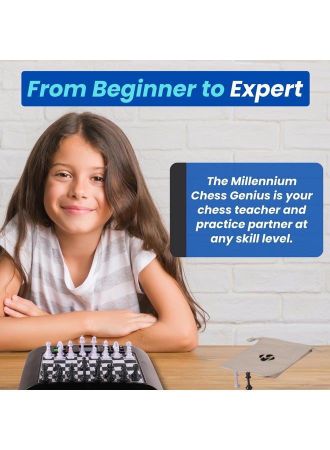 MILLENNIUM شطرنج ميلينيوم جينيوس - لوحة شطرنج إلكترونية متقدمة مع صعوبة قابلة للتخصيص - مثالية للمبتدئين إلى اللاعبين المتقدمين - قطع مغناطيسية - كمبيوتر شطرنج ذكي - معلم ومدرب شطرنج بالذكاء الاصطناعي - Image 2