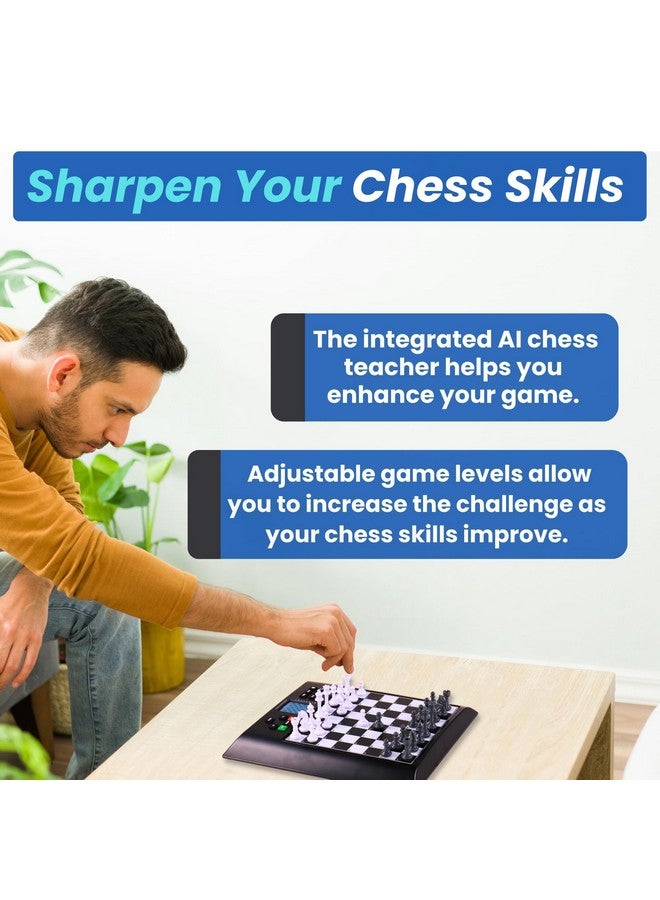MILLENNIUM شطرنج ميلينيوم جينيوس - لوحة شطرنج إلكترونية متقدمة مع صعوبة قابلة للتخصيص - مثالية للمبتدئين إلى اللاعبين المتقدمين - قطع مغناطيسية - كمبيوتر شطرنج ذكي - معلم ومدرب شطرنج بالذكاء الاصطناعي - Image 4