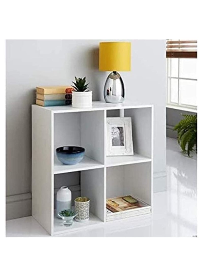 Modern Homes White 4-Cube Bookcase – Modern Freestanding Storage Unit for Books, Toys & Office Essentials. 