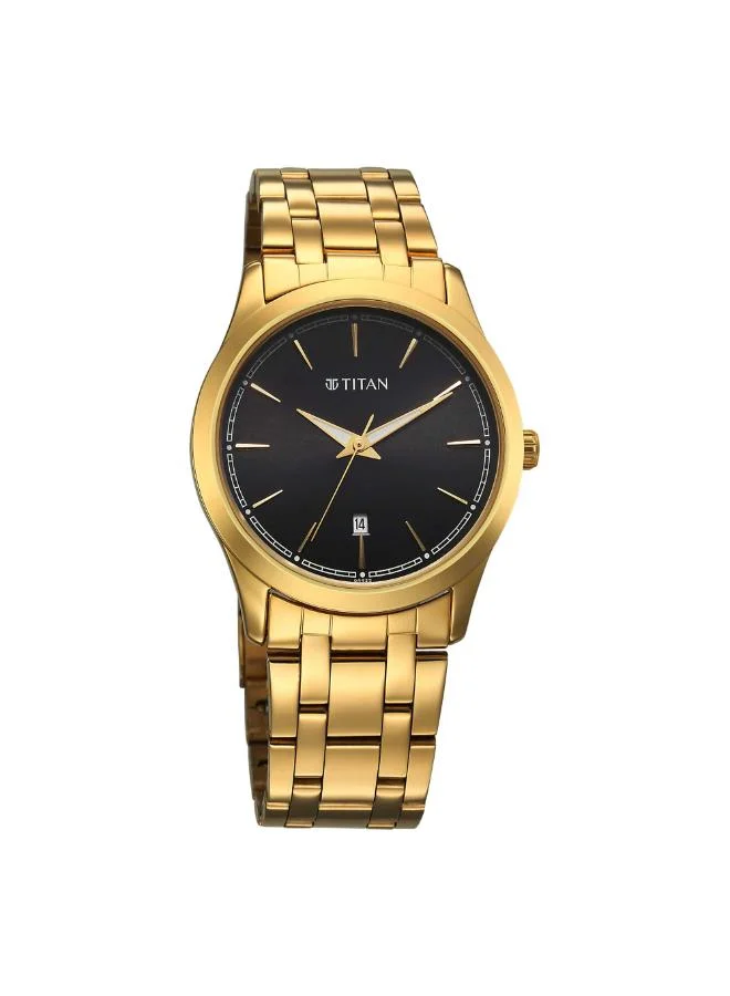 تيتان Men Analog Display Watch With Gold Stainless Steel Strap - 1823YM03