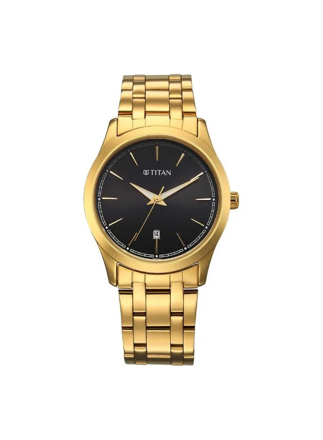 تيتان Men Analog Display Watch With Gold Stainless Steel Strap - 1823YM03