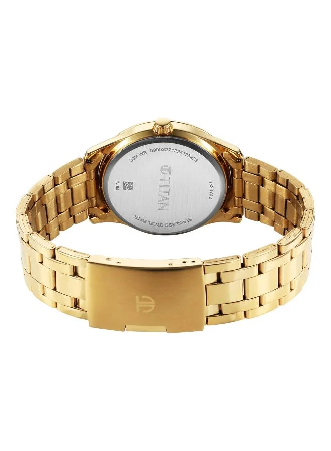 تيتان Men Analog Display Watch With Gold Stainless Steel Strap - 1823YM03