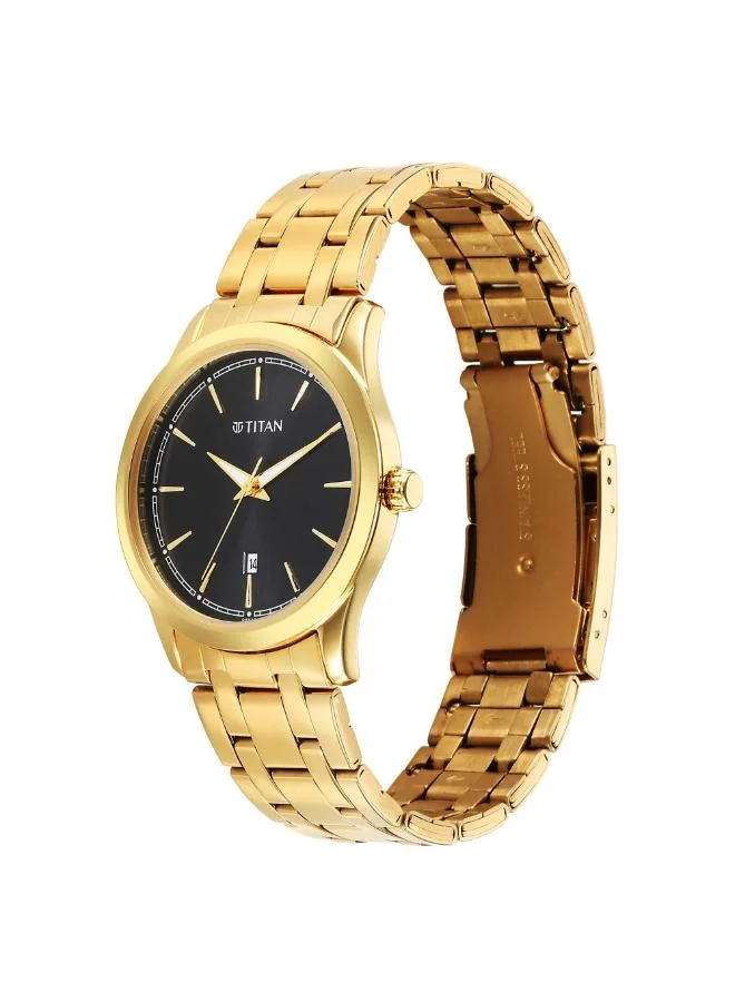 تيتان Men Analog Display Watch With Gold Stainless Steel Strap - 1823YM03