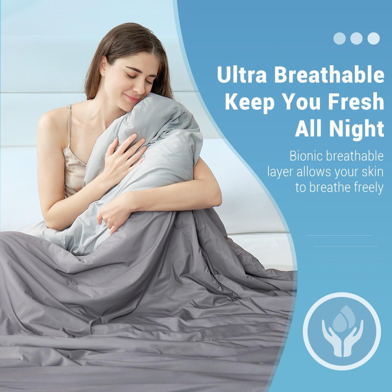Elegear بطانية إلكير المبردة للملك تمتص حرارة الجسم للحفاظ على البرودة، بطانية مبردة مزدوجة الجوانب للنائمين في الحرارة قماش آرك-تشيل البارد Q-Max>0.5، بطانية صيفية خفيفة الوزن باردة، رمادي متدرج - Image 4
