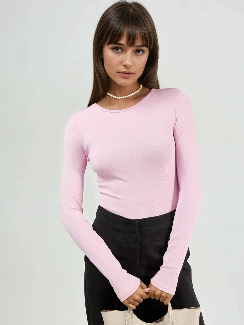 بوسيم BUSEM Long Sleeve Crew Neck Blouse