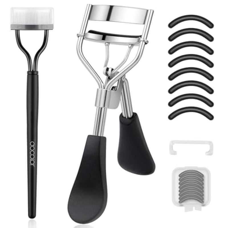 docolor Eyelash Curler with Eyelash Comb, Lash Curler with 8 Pcs Silicone Refill Pads Suitable for All Eye Shapes Curl up to one Day Easy to Operate No Pinching or Pulling Eyelash Eye Makeup Tool - Image 1