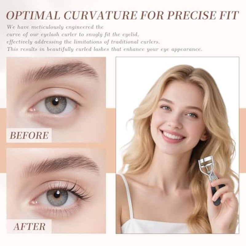 docolor Eyelash Curler with Eyelash Comb, Lash Curler with 8 Pcs Silicone Refill Pads Suitable for All Eye Shapes Curl up to one Day Easy to Operate No Pinching or Pulling Eyelash Eye Makeup Tool - Image 3