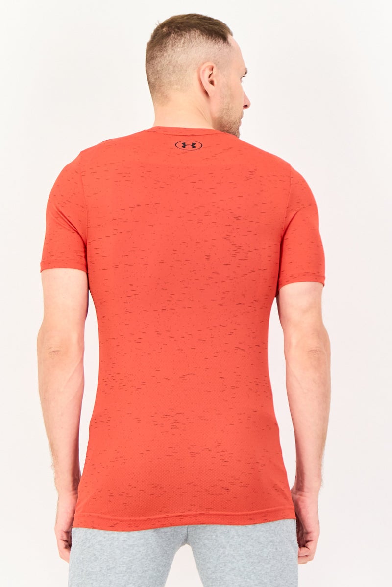 UNDER ARMOUR Men Fitted Short Sleeve Seamless Outdoor T-Shirt, Rust - Image 3