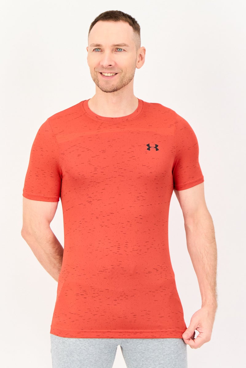 UNDER ARMOUR Men Fitted Short Sleeve Seamless Outdoor T-Shirt, Rust - Image 1