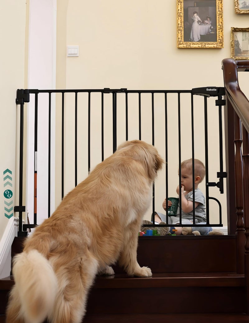 Babelio Removable & No Bottom Bar Baby Gate, 29-43" Hardware Mounted (Drill Needed)| Wide Walk-Thru| Auto-Close Safety Dog/Pet Gate for Stairs & Doorways (Black, 29-43" W, 30" H) - Image 1