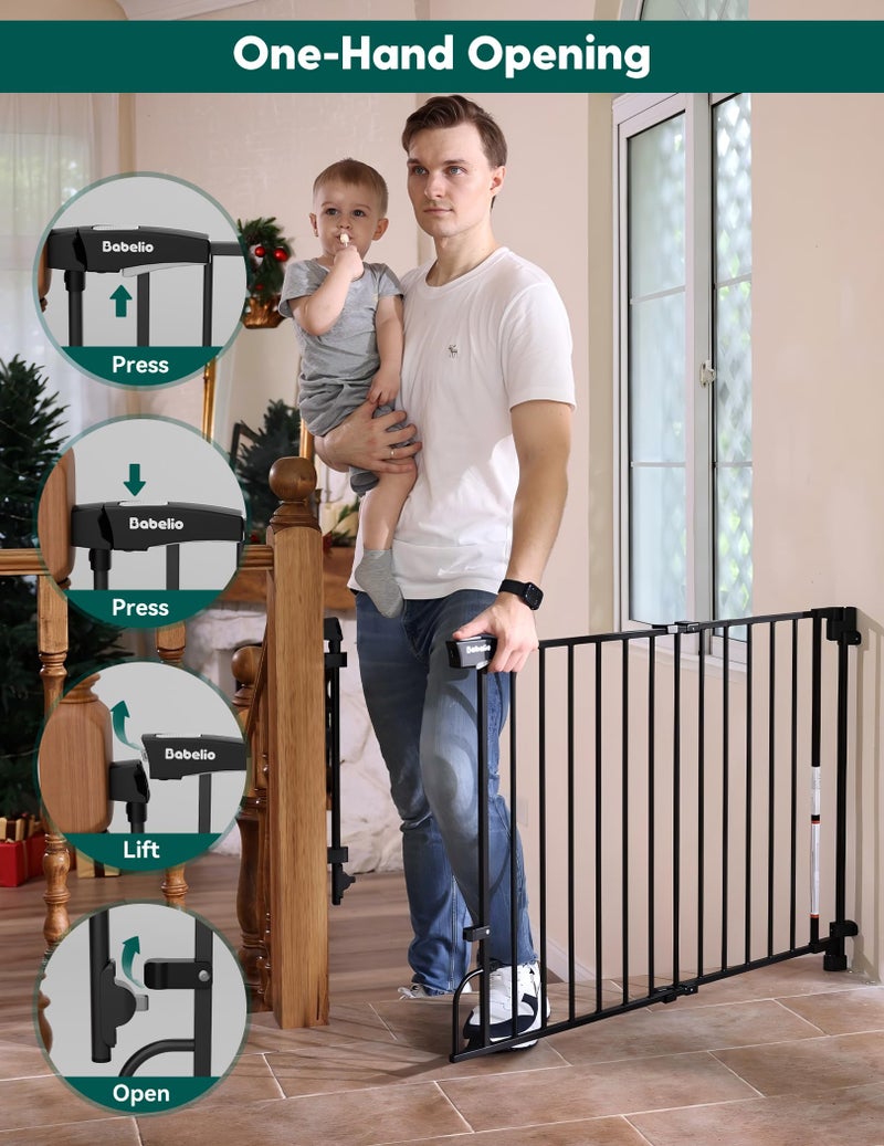 Babelio Removable & No Bottom Bar Baby Gate, 29-43" Hardware Mounted (Drill Needed)| Wide Walk-Thru| Auto-Close Safety Dog/Pet Gate for Stairs & Doorways (Black, 29-43" W, 30" H) - Image 4