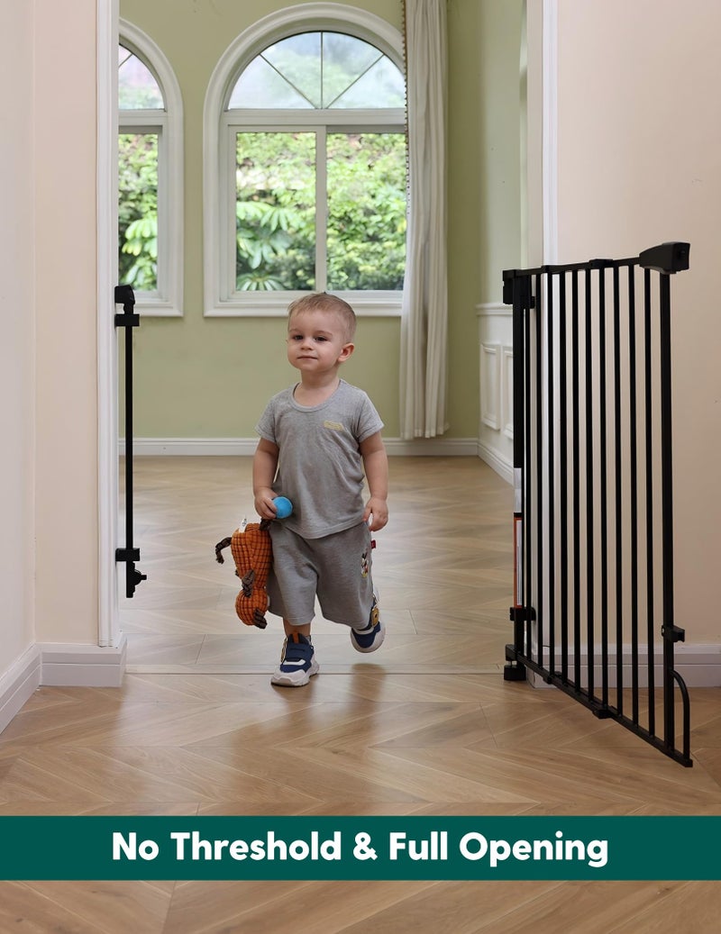 Babelio Removable & No Bottom Bar Baby Gate, 29-43" Hardware Mounted (Drill Needed)| Wide Walk-Thru| Auto-Close Safety Dog/Pet Gate for Stairs & Doorways (Black, 29-43" W, 30" H) - Image 3