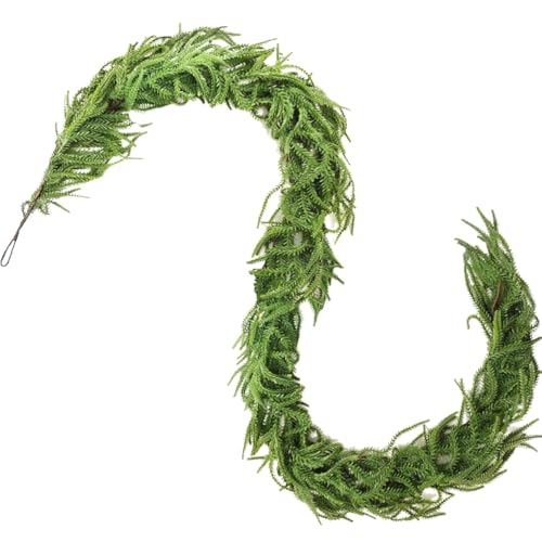 NSBELL 6 Ft Artificial Norfolk Pine Garlands Real Touch Winter Pine Garland Green Artificial Greenery Garland for Table Mantle Wall Indoor Outdoor Christmas Decorations - Image 1