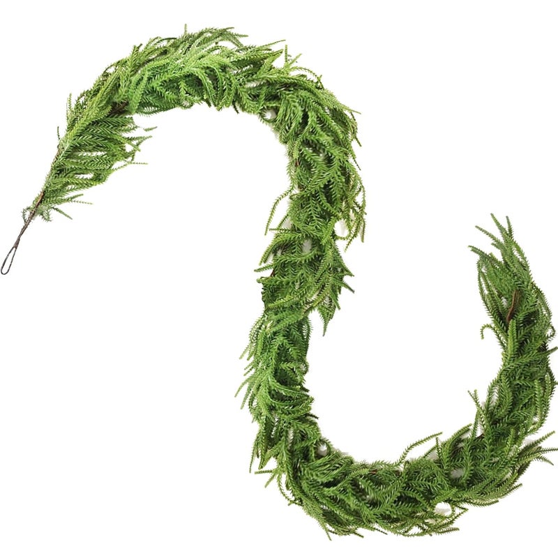 NSBELL 6 Ft Artificial Norfolk Pine Garlands Real Touch Winter Pine Garland Green Artificial Greenery Garland for Table Mantle Wall Indoor Outdoor Christmas Decorations - Image 2