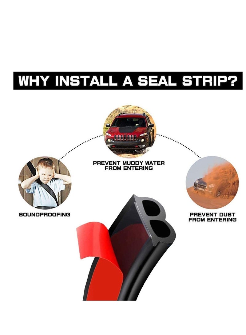 SYOSI شريط مانع تسرب باب السيارة بطول 52.5 قدم، شريط مطاطي ذاتي اللصق لمنع تسرب الهواء من نافذة السيارة وبابها وعزل الصوت وغطاء المحرك على شكل حرف B، أسود - Image 4