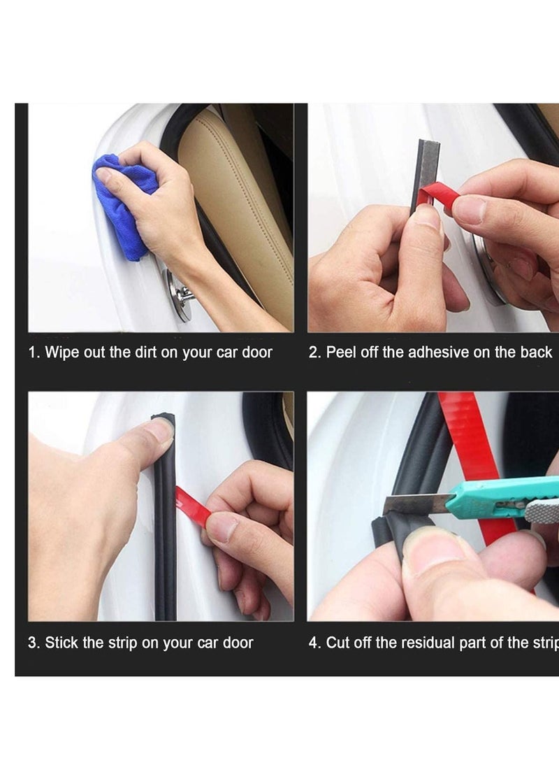 SYOSI شريط مانع تسرب باب السيارة بطول 52.5 قدم، شريط مطاطي ذاتي اللصق لمنع تسرب الهواء من نافذة السيارة وبابها وعزل الصوت وغطاء المحرك على شكل حرف B، أسود - Image 3
