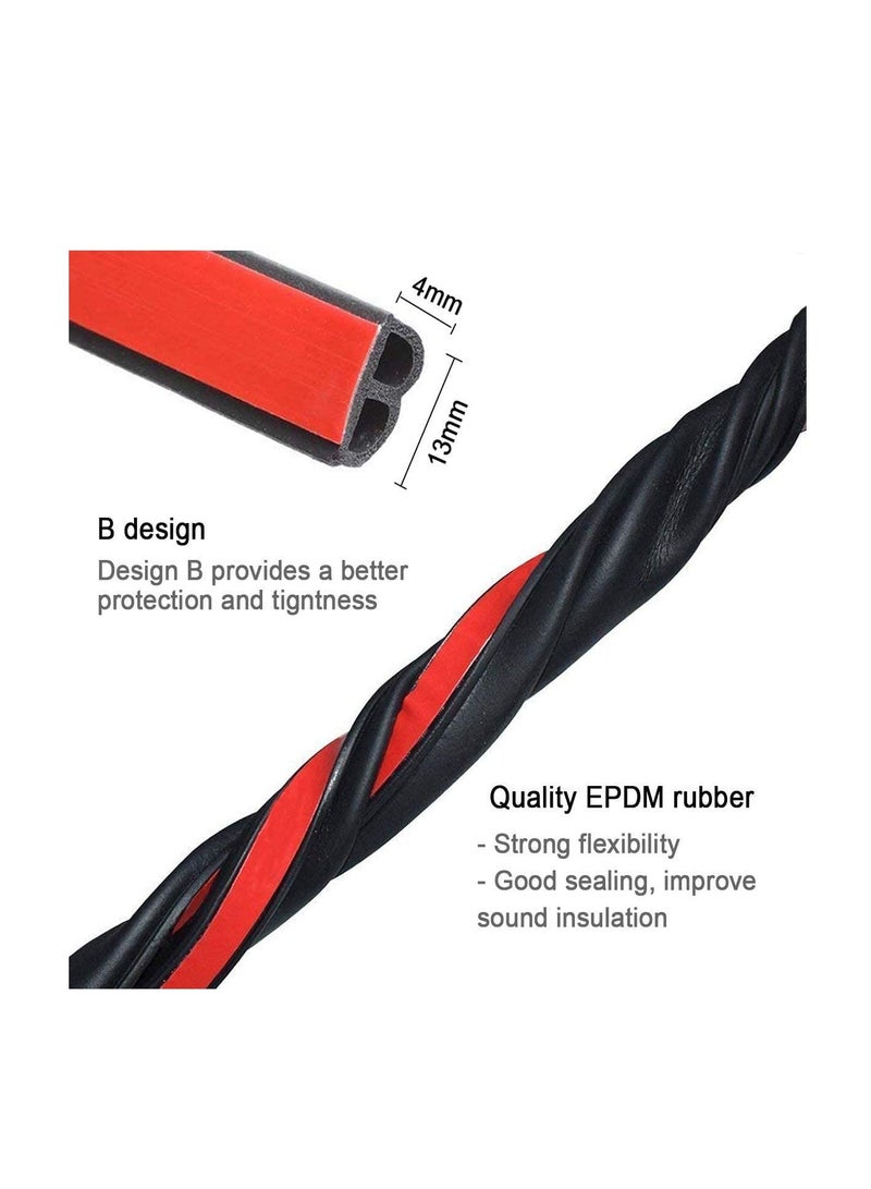 SYOSI شريط مانع تسرب باب السيارة بطول 52.5 قدم، شريط مطاطي ذاتي اللصق لمنع تسرب الهواء من نافذة السيارة وبابها وعزل الصوت وغطاء المحرك على شكل حرف B، أسود - Image 5