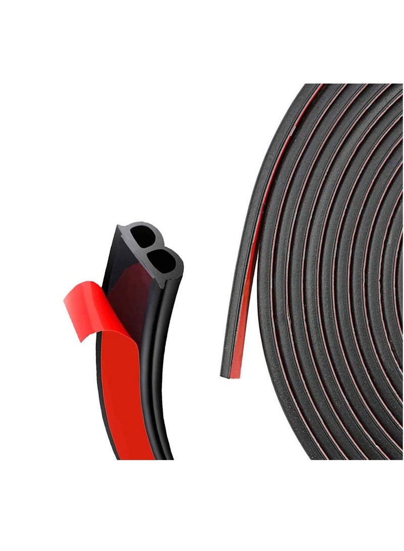 SYOSI شريط مانع تسرب باب السيارة بطول 52.5 قدم، شريط مطاطي ذاتي اللصق لمنع تسرب الهواء من نافذة السيارة وبابها وعزل الصوت وغطاء المحرك على شكل حرف B، أسود - Image 1