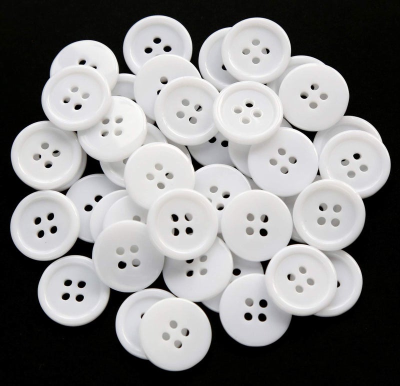 GANSSIA GANSSIA 2332 Inch 175mm White Color Buttons Sewing Flatback Button for Shirt Garment Sewing or Crafts Pack of 100 Pcs 