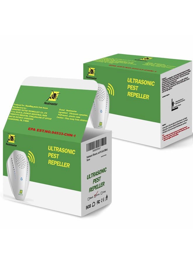 Neatmaster Ultrasonic Repeller & Insect Indoor Repeller, Electronic Ultrasonic Plug in Repellent for Roach, Mosquito, Mice, Spider, Ant, Flea, Bug, Pest Deterrent for House Garage Office Hotel-White - Image 2