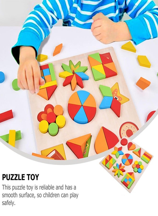 WISHKEY Wooden Shapes Puzzle Learning Toy, Montessori Game Educational Toys for Kids, Intelligence Brain Teaser Puzzle Board with 10 Designer Shapes, Multicolour, 3+ Years (Pack of 1) - Image 4