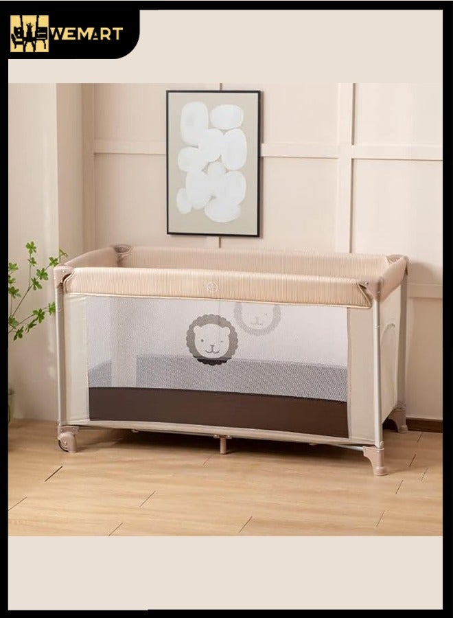 WEMART 2 In 1 Baby Crib, Portable Playard, Foldable Travel Bed Playpen, Travel Crib Nursery Center for Infant with Comfortable Mattress and Carry Bag - Image 1