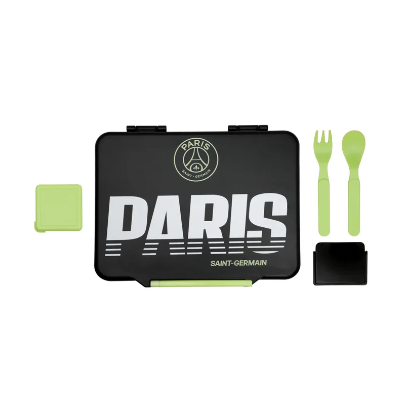Bamboo Bark Paris Saint Germain Lunch Box for Boys, Children & Adults, PSG Football 1300ml Leak-Proof 5-Compartments Bento Lunch Box for Kids with Cutlery & Sauce Container, BPA-Free Food Container for School, Office & Daily Meals