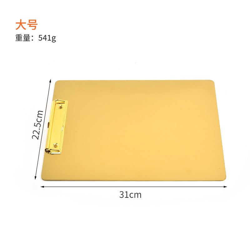 Writing Splint Golden Writing Board Folder Nordic A4 Metal Document Note Splint Restaurant Order Folder - Image 4