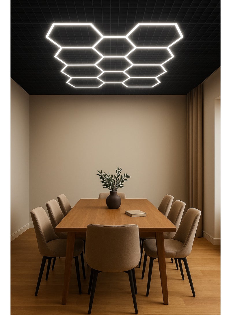 NERFA Hexagon LED Ceiling Light – 672W – Warm Yellow – 2435×4845 mm - Image 5