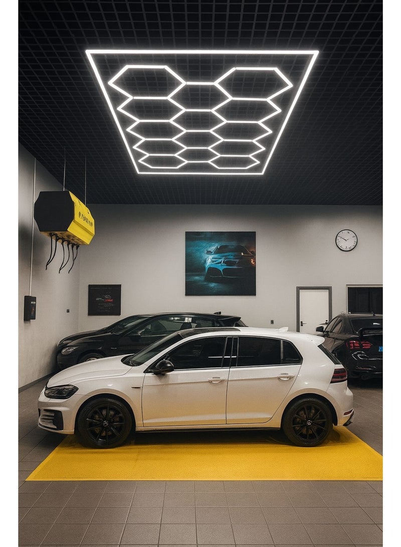 NERFA Hexagon LED Ceiling Light – 672W – Warm Yellow – 2435×4845 mm - Image 3