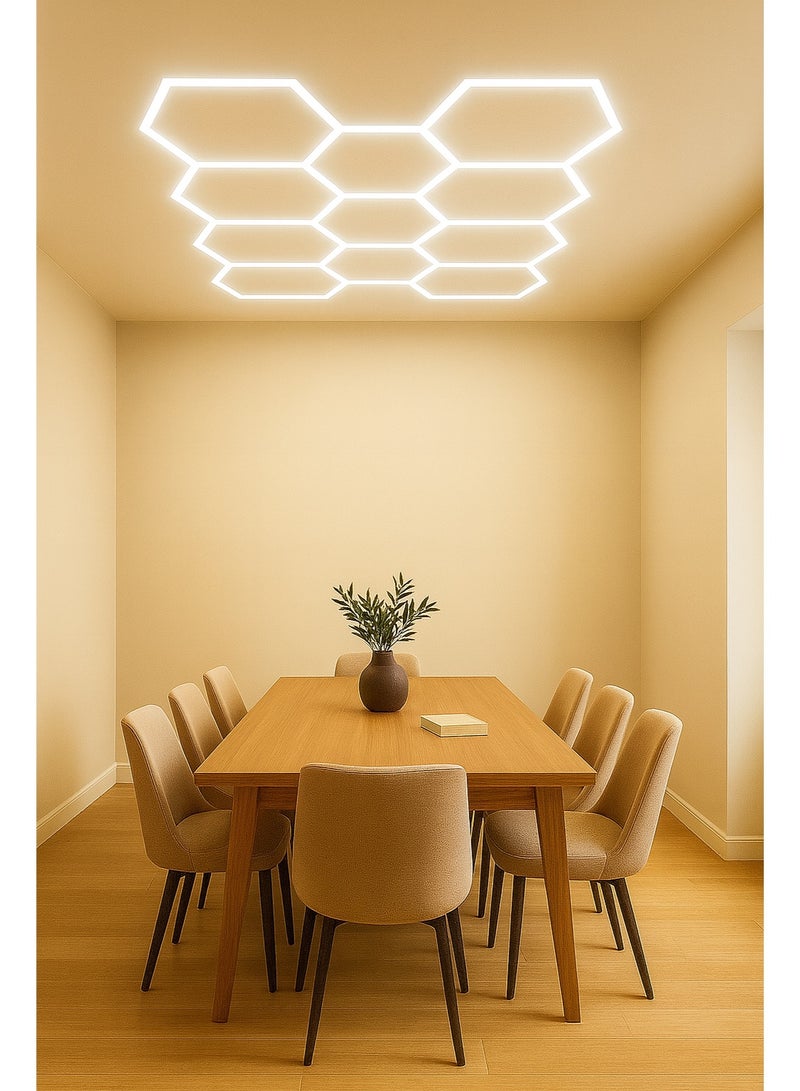 NERFA Hexagon LED Ceiling Light – 672W – Warm Yellow – 2435×4845 mm - Image 2