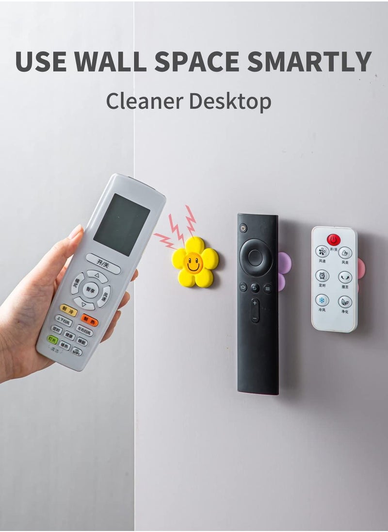 SYOSI Magnetic flowers Remote Control Holder Wall Mount Holders Self-Adhesive Strong Magnetic key Remote Control Holder Wall Mount TV Remote Organizer for Home Office (3 Pcs(Pink purple yellow))  - Image 2