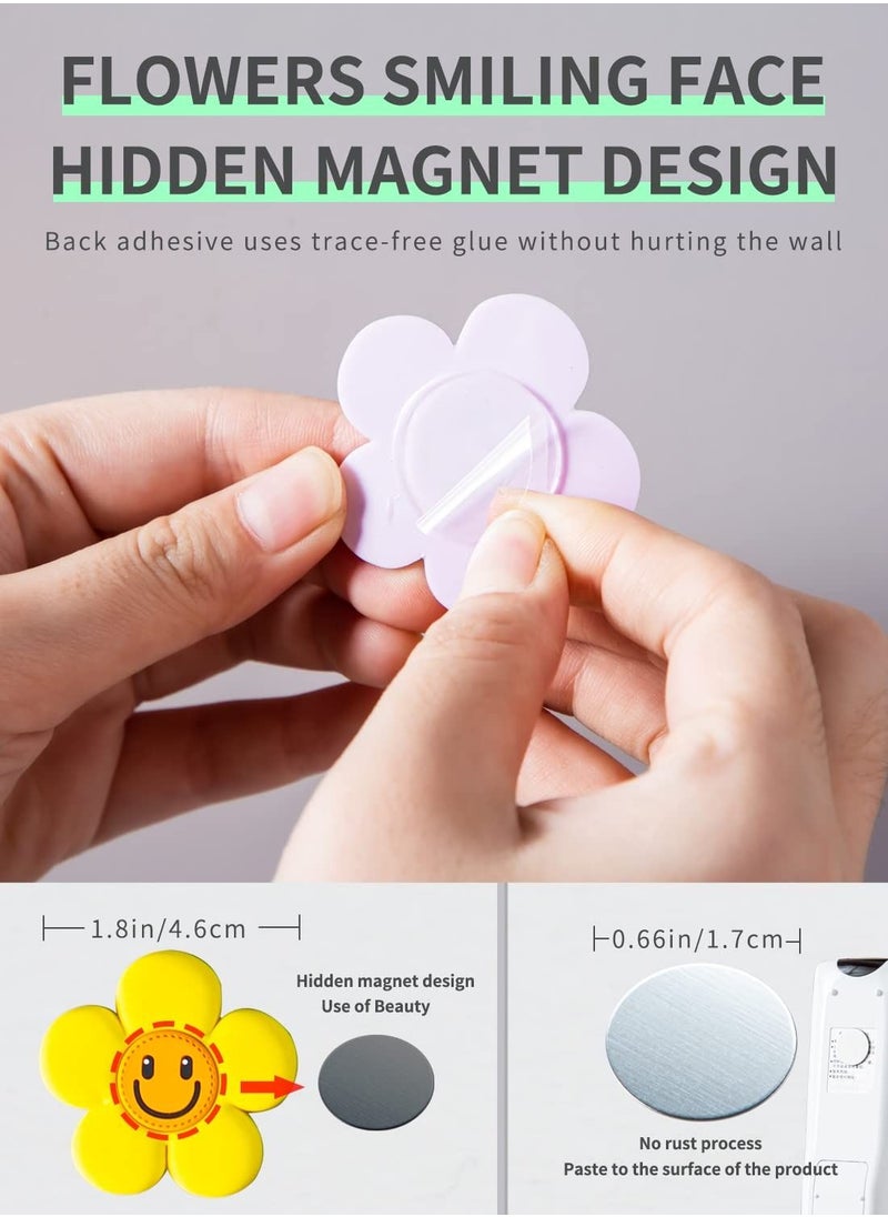 SYOSI Magnetic flowers Remote Control Holder Wall Mount Holders Self-Adhesive Strong Magnetic key Remote Control Holder Wall Mount TV Remote Organizer for Home Office (3 Pcs(Pink purple yellow))  - Image 3