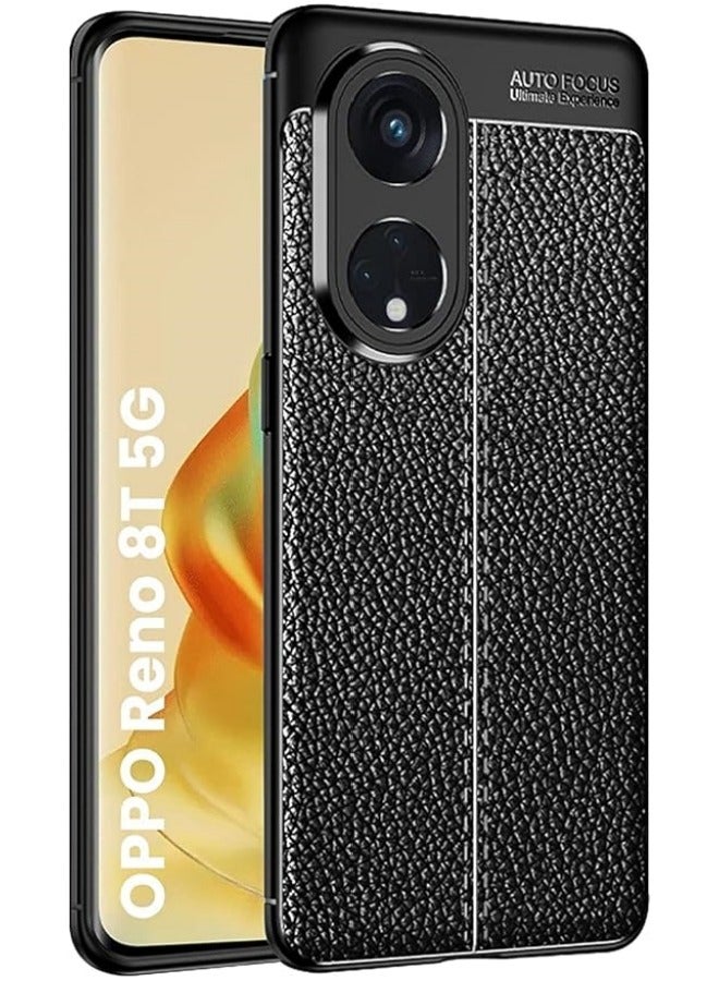 Cover Leather Texture Series Shockproof Armor TPU Back Cover Case Compatible with Oppo Reno 8T 5G Mobile Phone - Image 1
