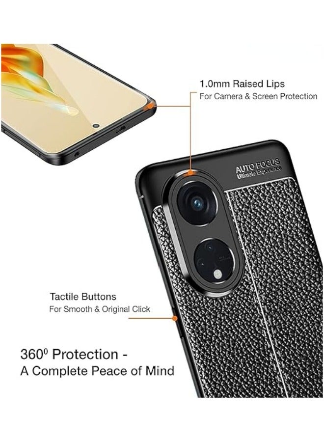Cover Leather Texture Series Shockproof Armor TPU Back Cover Case Compatible with Oppo Reno 8T 5G Mobile Phone - Image 3