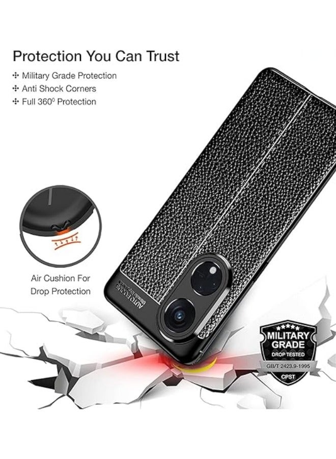 Cover Leather Texture Series Shockproof Armor TPU Back Cover Case Compatible with Oppo Reno 8T 5G Mobile Phone - Image 4