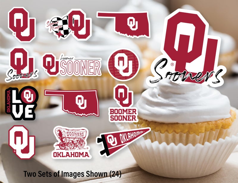PartyKandy Oklahoma Sooners Cupcake Toppers (24 Pieces) University of Oklahoma Party Supplies for Football  Birthday Gift  Graduation Party Decorations (Oklahoma Sooners) - Image 4