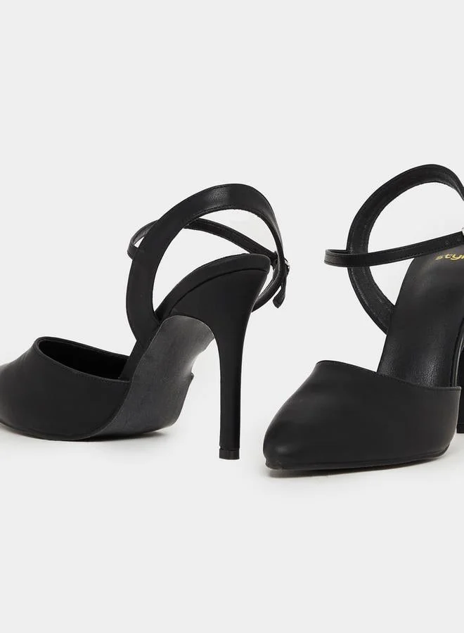 ستايلي مضخات إصبع القدم المدببة بحزام الكاحل الصلبة