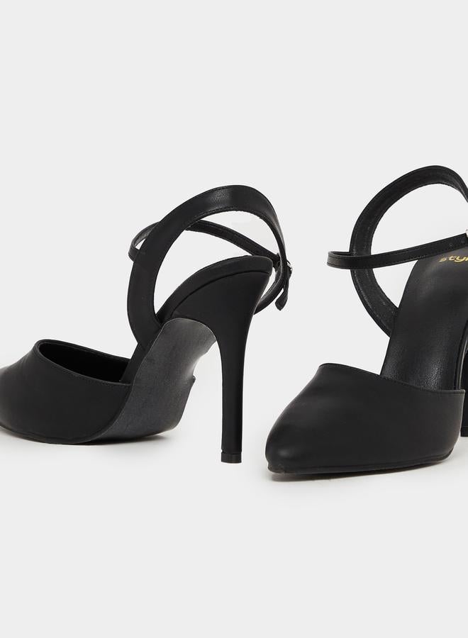 Styli Solid Ankle Strap Pointed Toe Pumps - Image 4