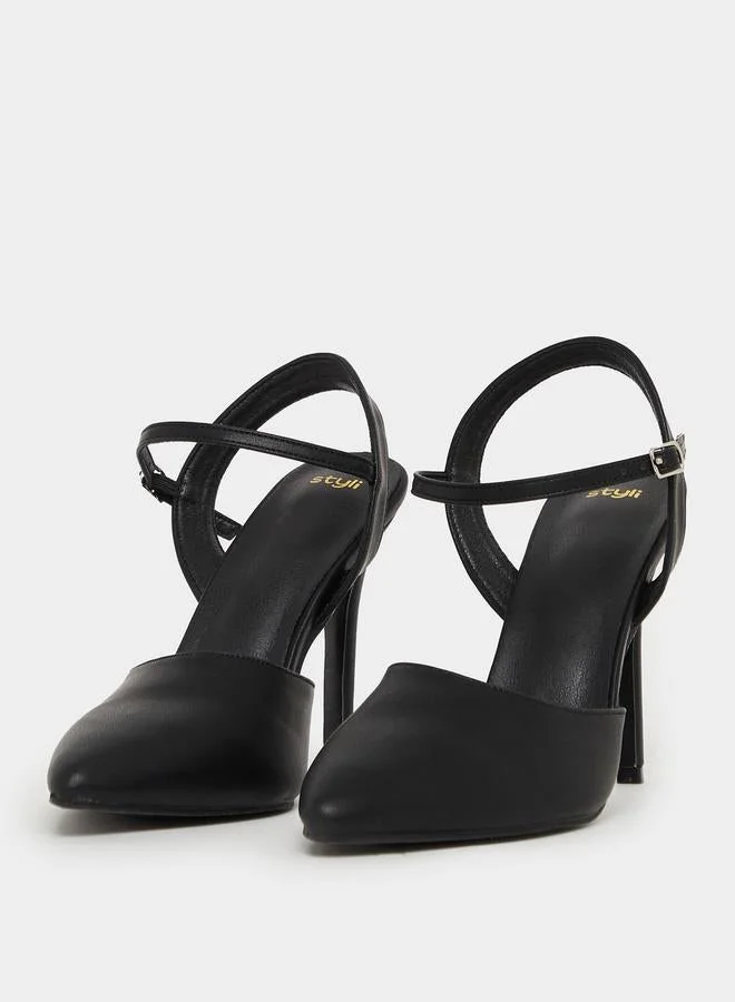 ستايلي مضخات إصبع القدم المدببة بحزام الكاحل الصلبة