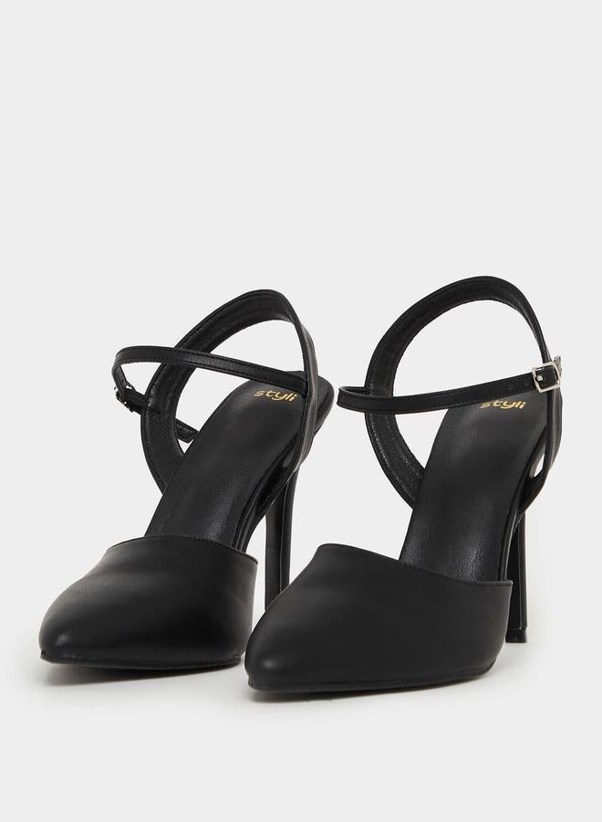 Styli Solid Ankle Strap Pointed Toe Pumps - Image 3