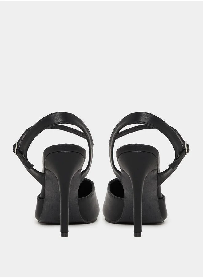 Styli Solid Ankle Strap Pointed Toe Pumps