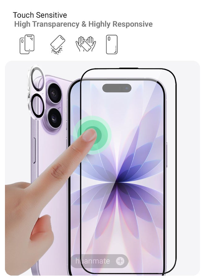 huanmate 2 in 1 Apple iPhone 17 Screen & Camera Protector - High Transparency Full Coverage Shield for Scratch & Impact Protection - Screen & Camera Protector for Apple iPhone 17 - Image 4