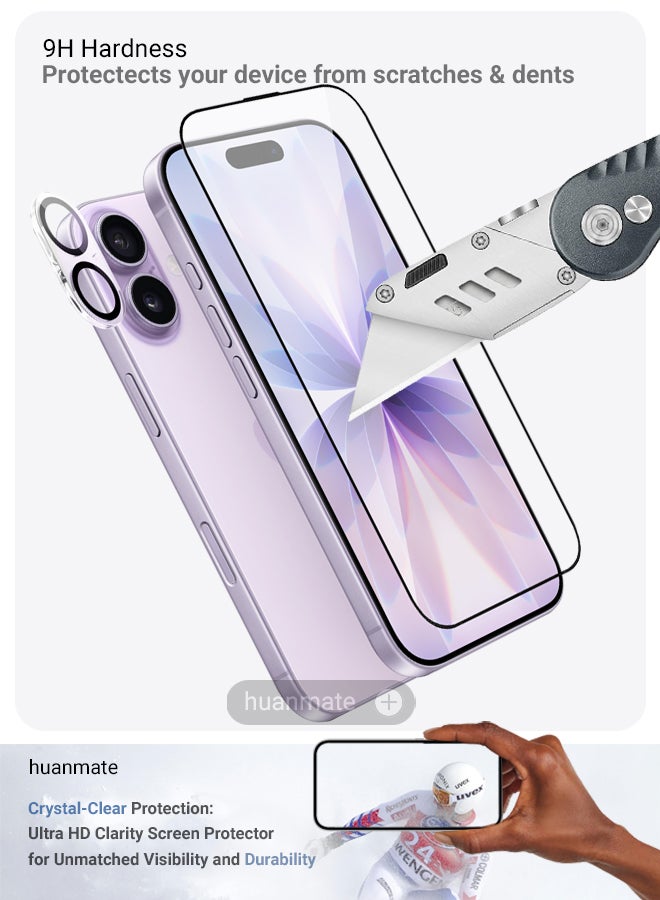 huanmate 2 in 1 Apple iPhone 17 Screen & Camera Protector - High Transparency Full Coverage Shield for Scratch & Impact Protection - Screen & Camera Protector for Apple iPhone 17 - Image 3